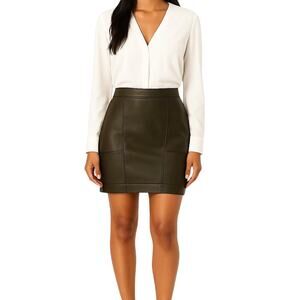 Danielle Guizio Gray Leather Mini Skirt – NWT Size 12